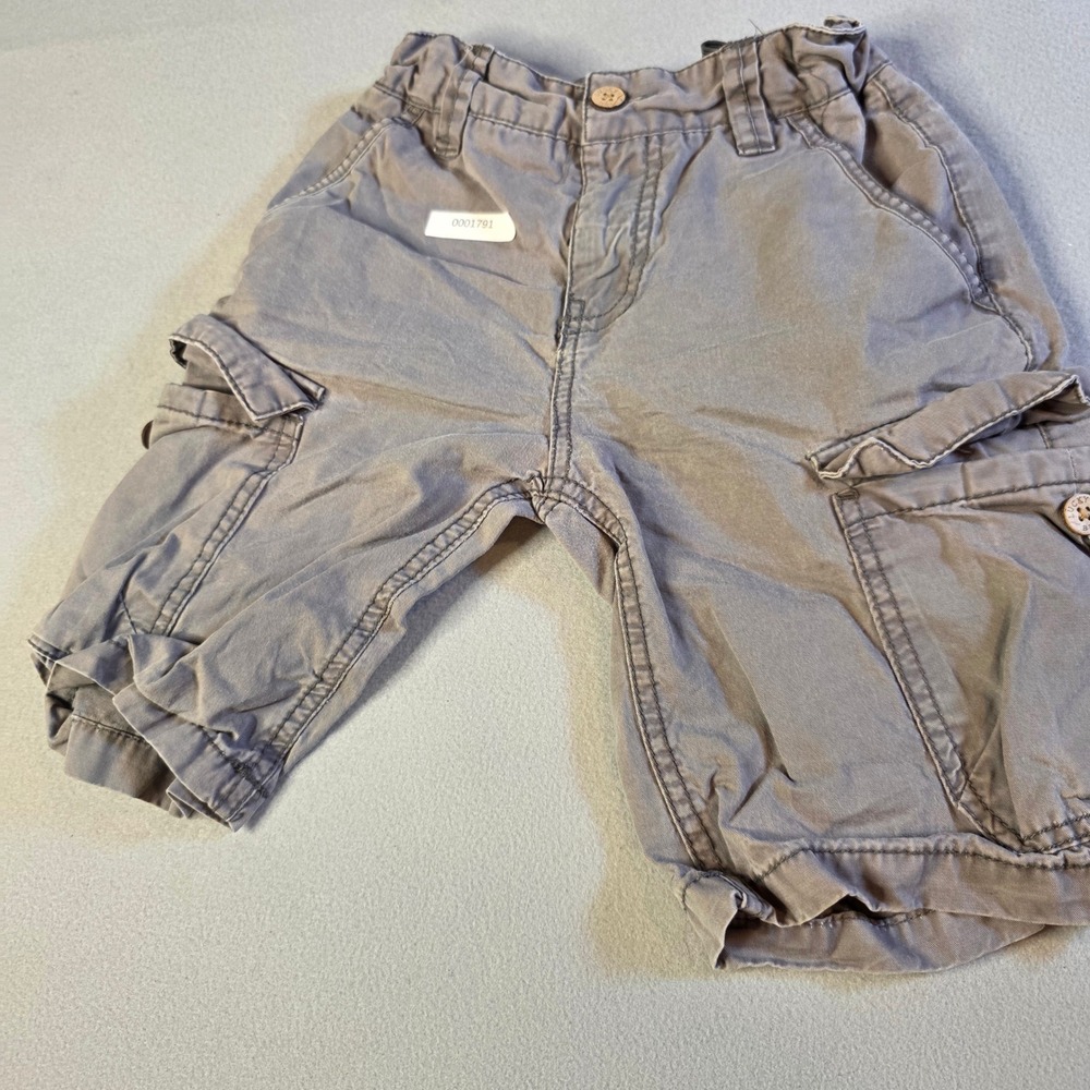 Lucky Brand Boys Gray Cargo Shorts Size 6 Distressed Cotton Twill Casual Pockets